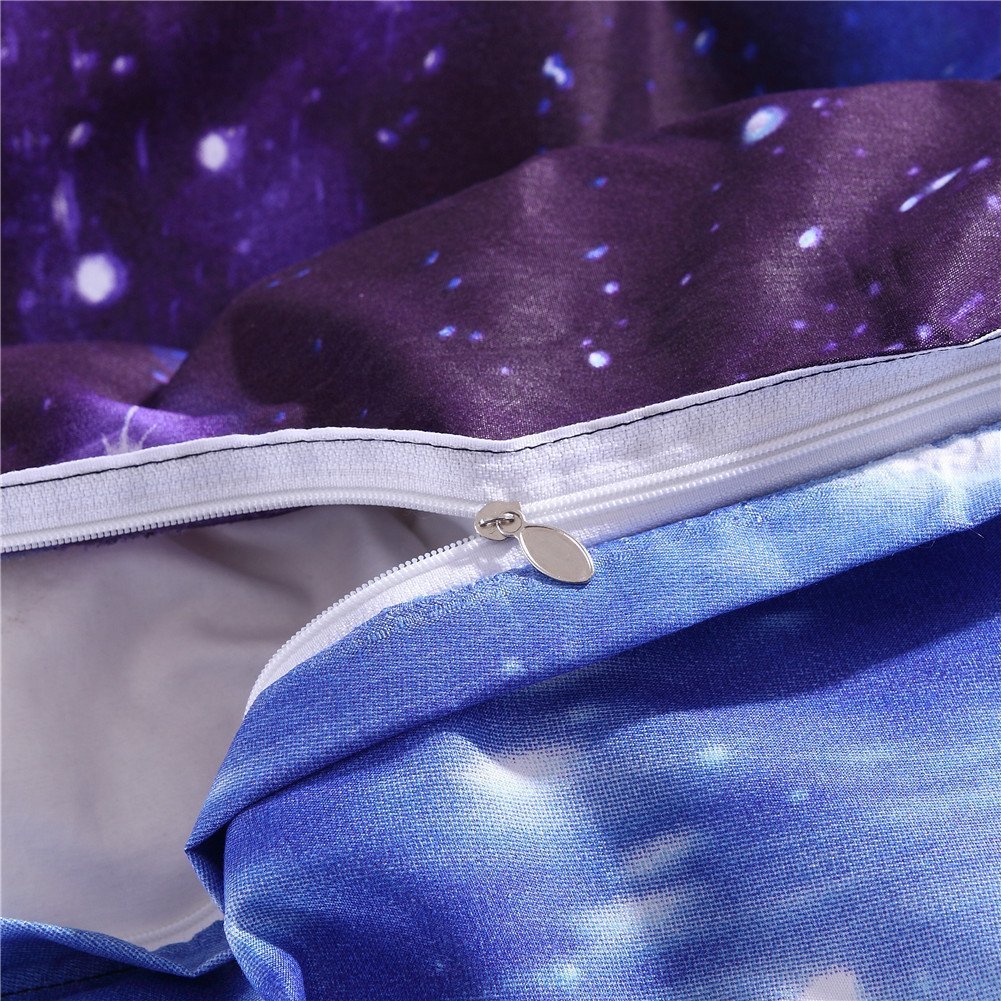 Suncloris,3D Shining Blue Galaxy Star Queen Size 4pc Bedding Sets1 * Duvet Cover 1 * Flat Sheet 2 * Pillowcase (no Comforter Inside) (Queen, Flat Sheet)