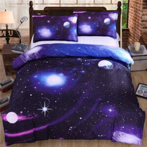 Suncloris,3D Shining Blue Galaxy Star Queen Size 4pc Bedding Sets1 * Duvet Cover 1 * Flat Sheet 2 * Pillowcase (no Comforter Inside) (Queen, Flat Sheet)