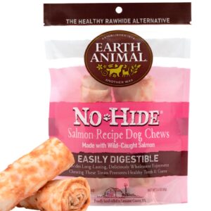 Earth Animal No Hide Small Long Lasting Dog Chew Rolls, Salmon, 2 Count Pack of 1