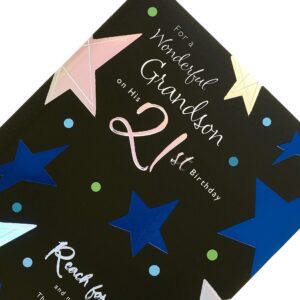 UK Greetings 21st Birthday Card for Grandson - Lovely Design, 149mm x 229mm