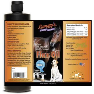 Sammy’s™ Shiny Coat Flaxseed Oil for Pets, Pure Flax Oil for Animals, Omega-3 Fatty Acids for Dogs, Flaxseed Oil Liquid Supplement for Skin and Coat, Flaxseed for Dogs, Cats, Other Pets - 16 oz