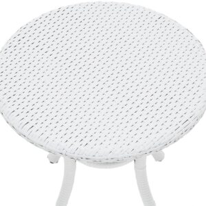 Crosley Furniture Palm Harbor All Weather Rattan Wicker Round Outdoor Side Table for Patio, Deck, Porch, White