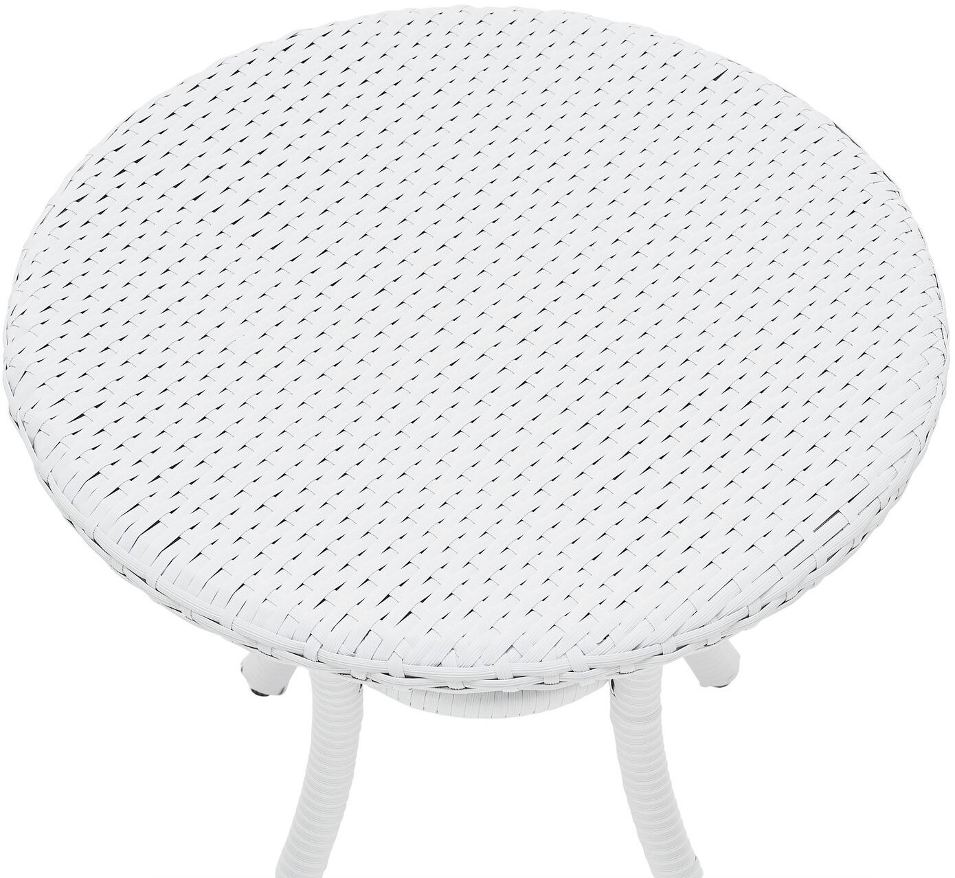 Crosley Furniture Palm Harbor All Weather Rattan Wicker Round Outdoor Side Table for Patio, Deck, Porch, White