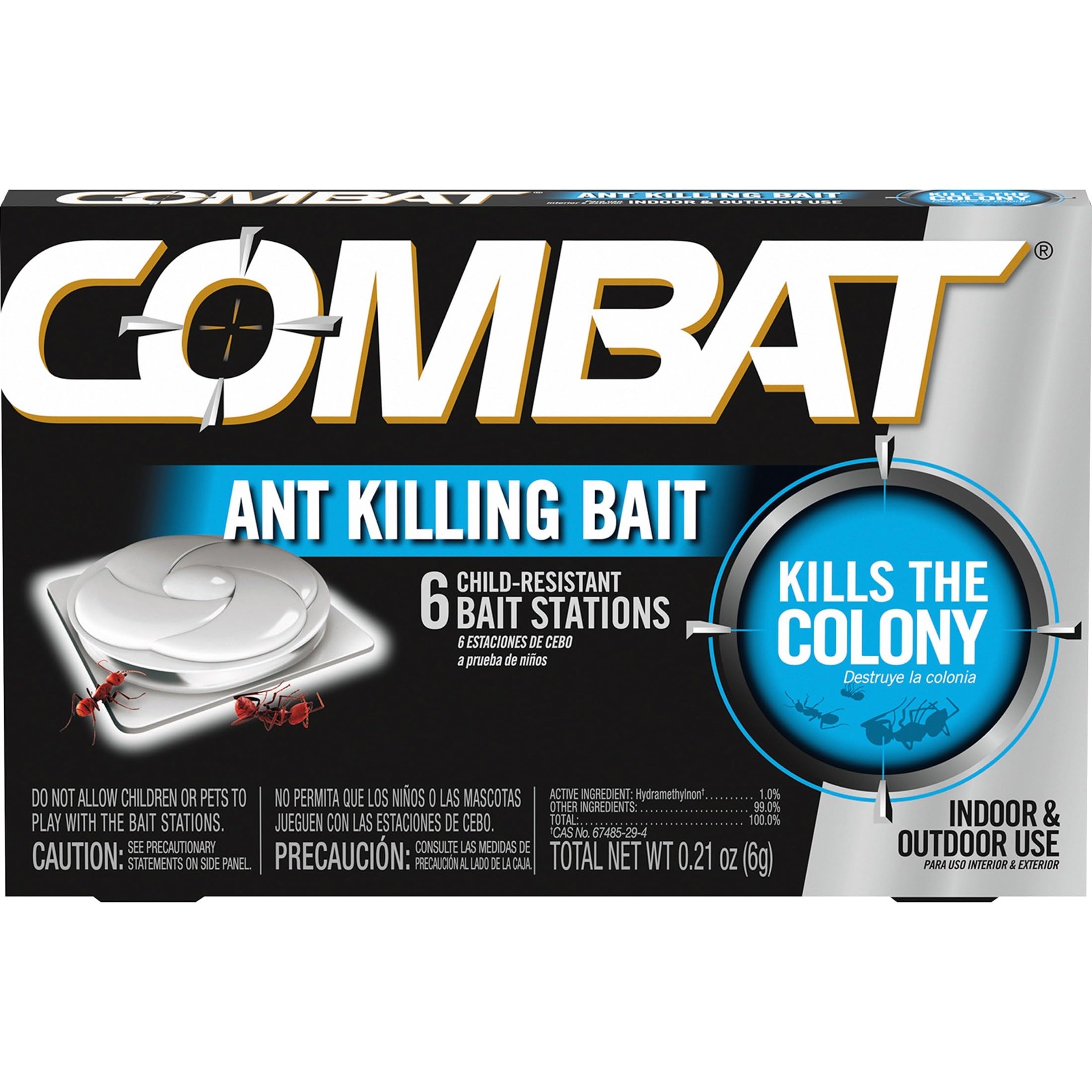 Combat 45901 Bait Stations Ant Killer Insecticide, Black,Silver