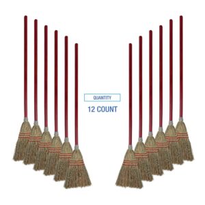 Boardwalk BWK951TCT Corn Fiber Lobby/Toy Broom with 39 in. Wood Handle - Red/Yellow (12/Carton)