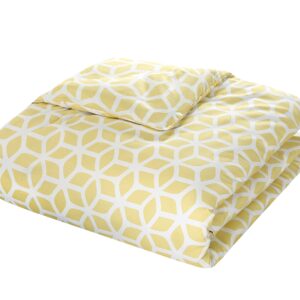 Chic Home DS1327-AN 3 Piece Elizabeth Geometric Diamond Printed Reversible Duvet Cover Set, Queen, Yellow