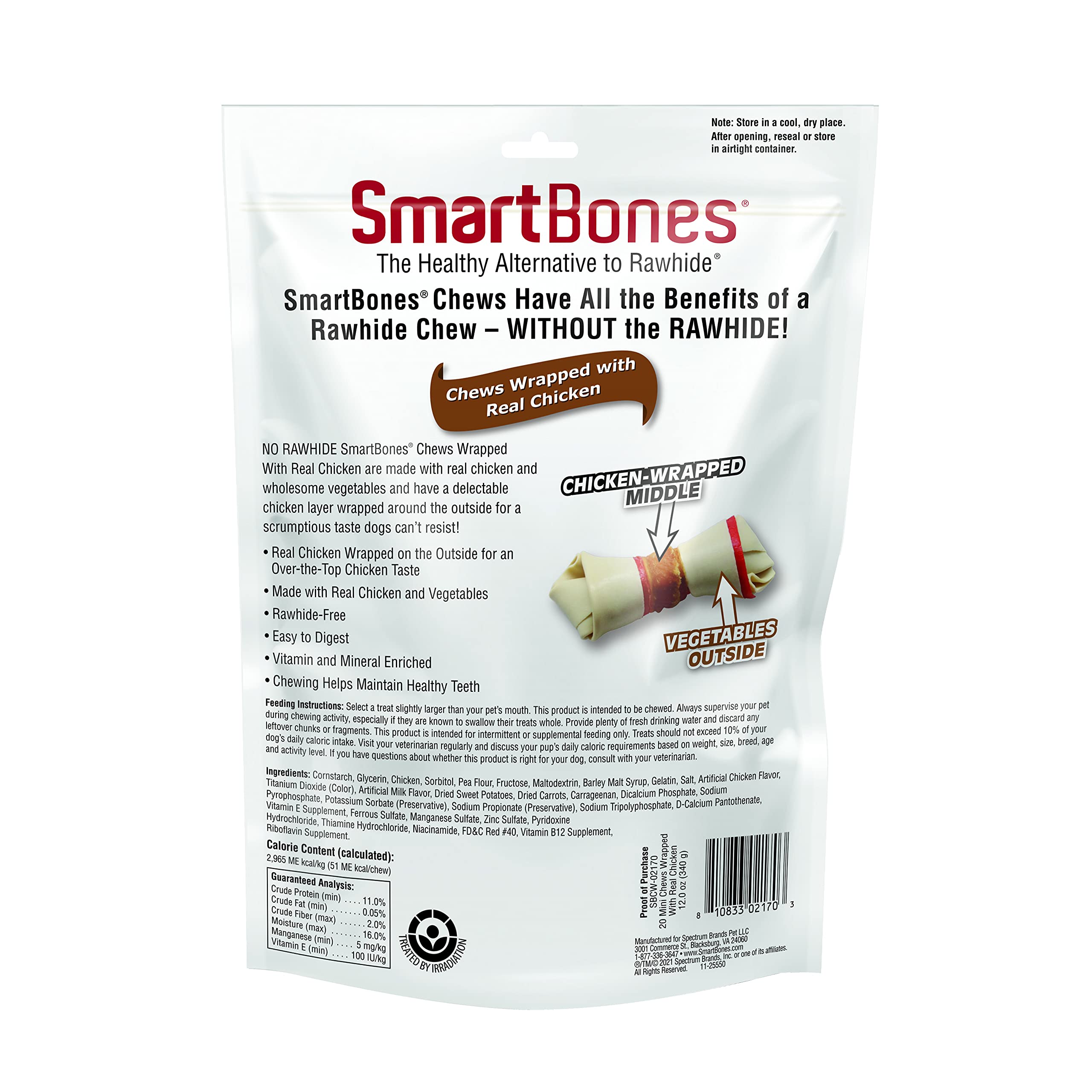 SmartBones Chicken-Wrapped Sticks, Treat Your Dog to a Rawhide-Free Chew Made With Real Chicken and Vegetables 20 Count (Pack of 1)