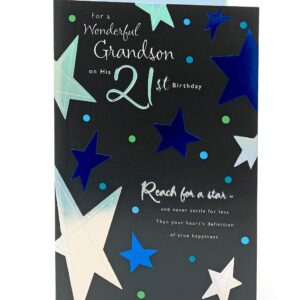 UK Greetings 21st Birthday Card for Grandson - Lovely Design, 149mm x 229mm