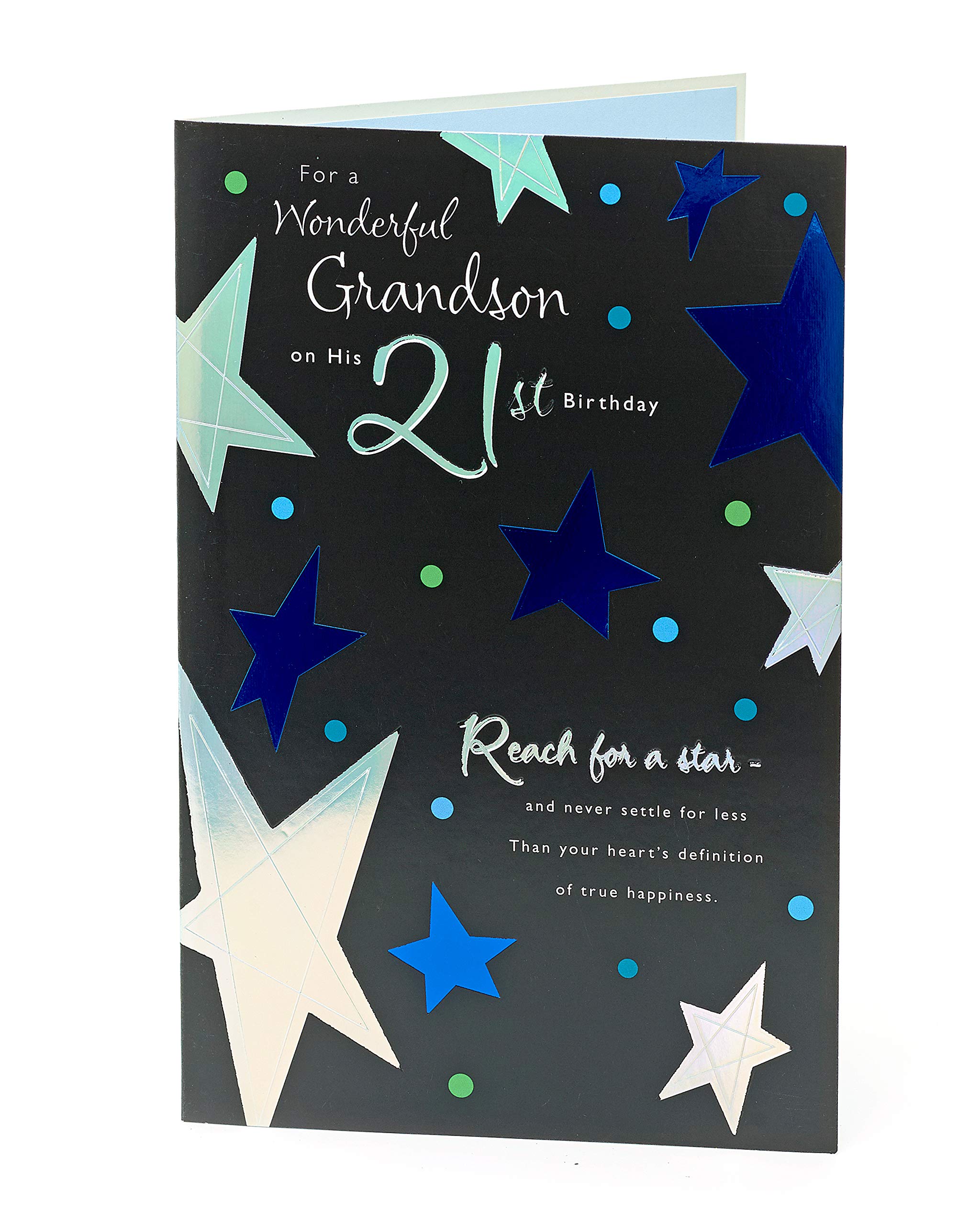 UK Greetings 21st Birthday Card for Grandson - Lovely Design, 149mm x 229mm