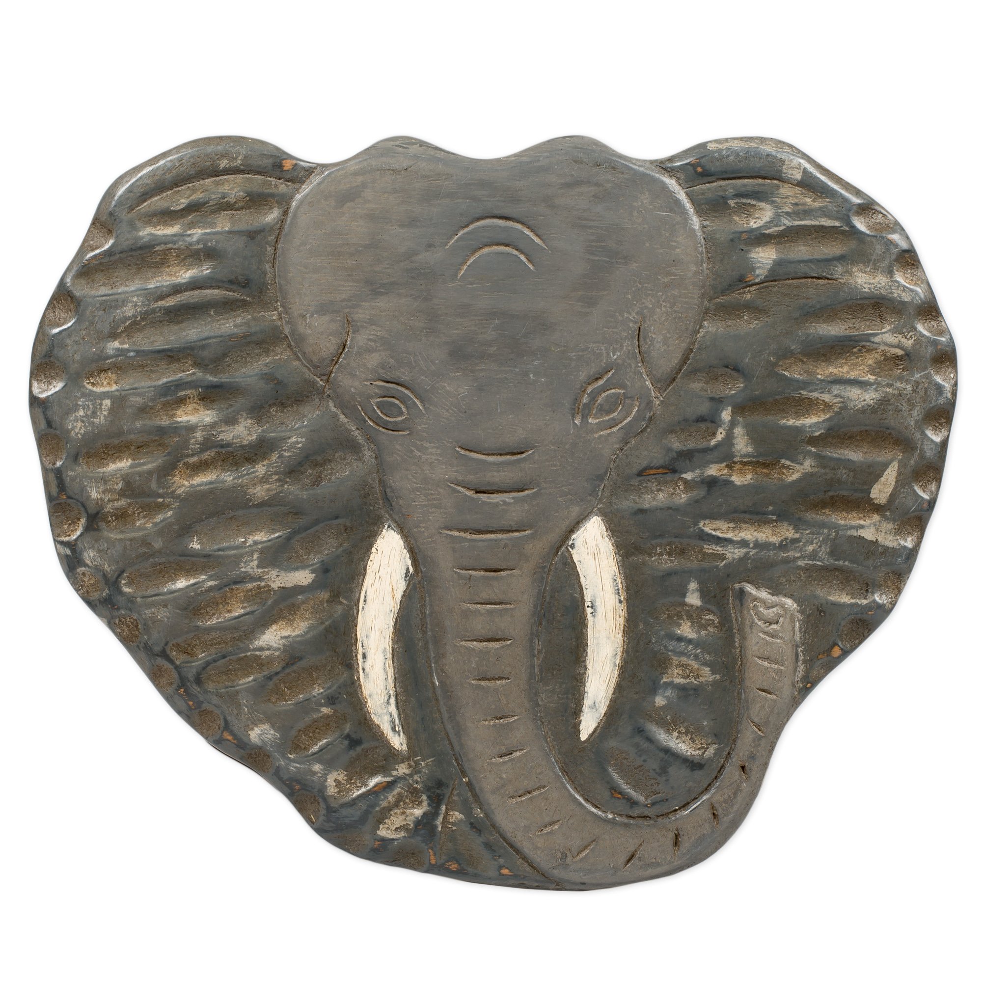 Elephant Design Hand Carved Acacia Hardwood Decorative Short Stool