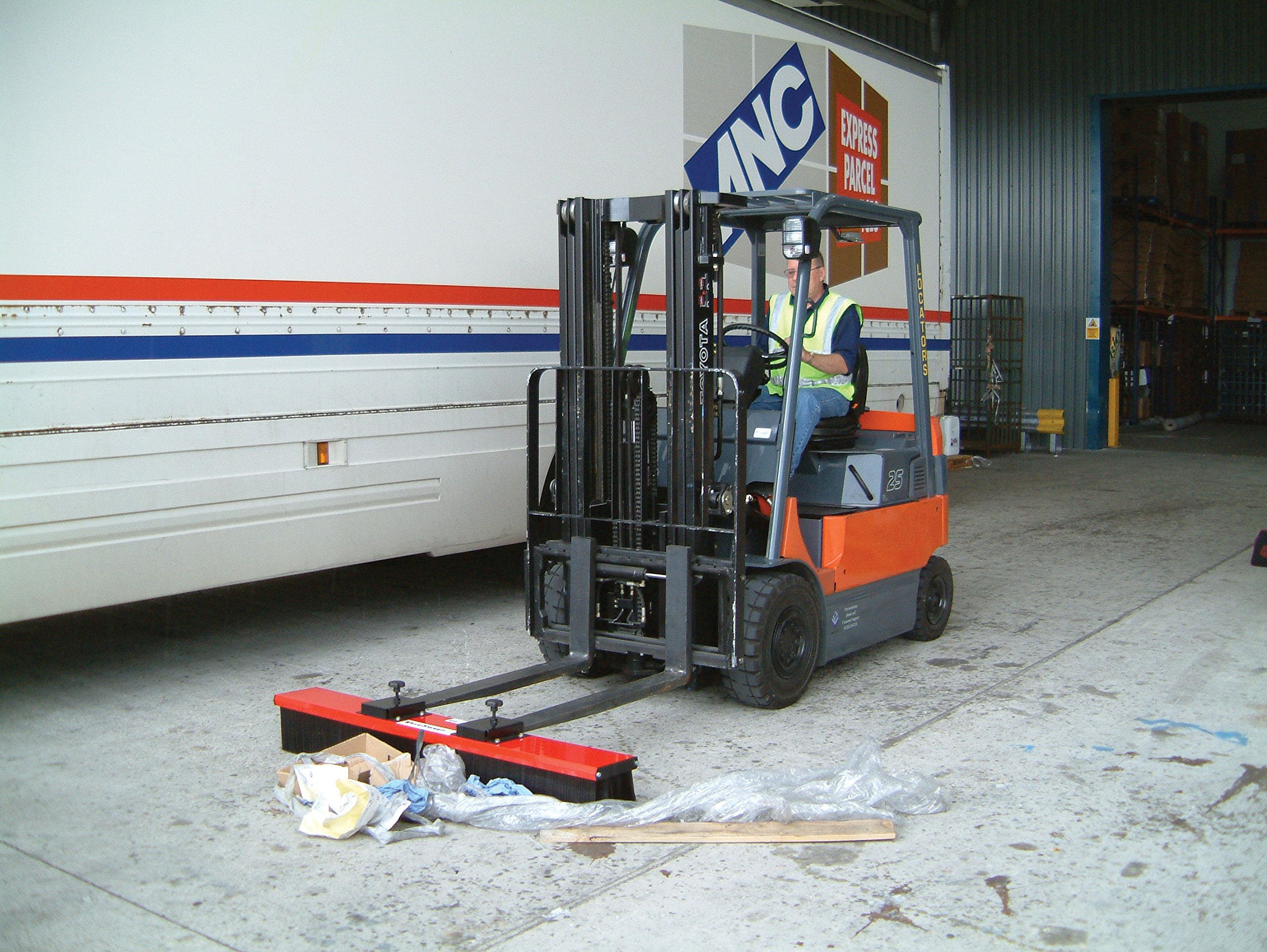 Vestil VSWP-48 Fork Truck Mounted Sweeper with 48" Brush, Red