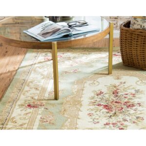 Unique Loom Versailles Collection Traditional Classic Floral Motif Area Rug (4 ft x 6 ft Rectangular, Brown/ Ivory)