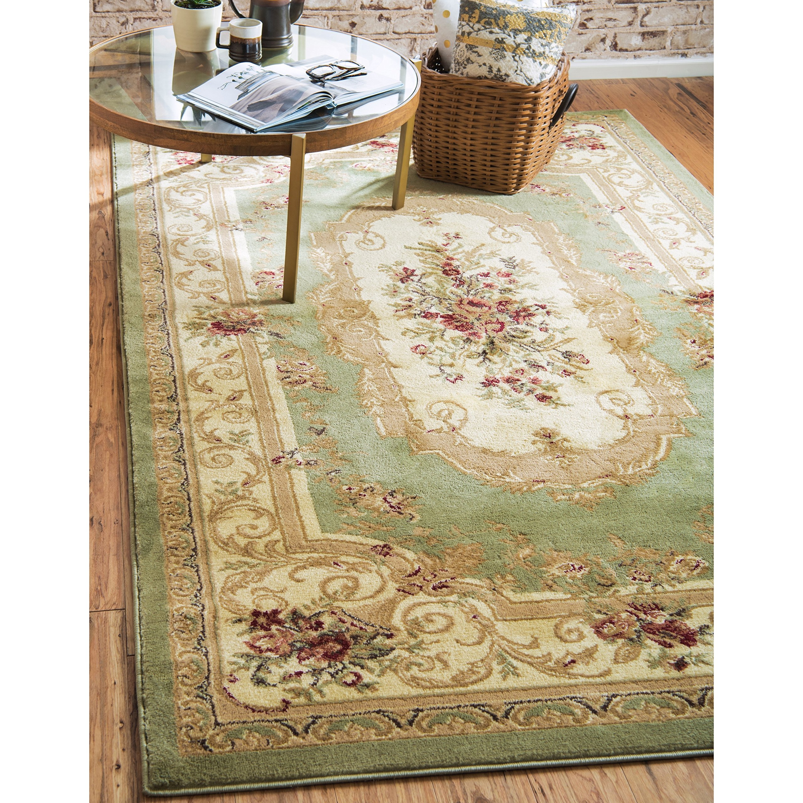 Unique Loom Versailles Collection Traditional Classic Floral Motif Area Rug (4 ft x 6 ft Rectangular, Brown/ Ivory)