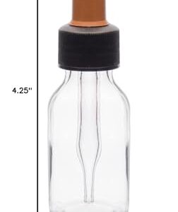 EISCO Dropping Bottle, 30ml (1oz) - Transparent Soda Glass - Screw Cap with Glass Dropper & Rubber Bulb Labs