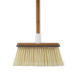 Full Circle Clean Sweep Bamboo Broom - Angled for Precision in Tight Spaces, with Recycled Stiff Bristles for Indoor & Outdoor Cleaning - Ideal for Pet Hair, Kitchen, Hardwood, and Garage