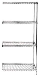 omega products corporation 24" deep x 36" wide x 96" high 4 tier chrome add-on shelving unit