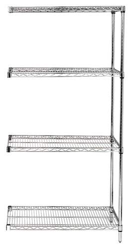 Omega Products Corporation 24" Deep x 36" Wide x 96" High 4 Tier Chrome Add-On Shelving Unit