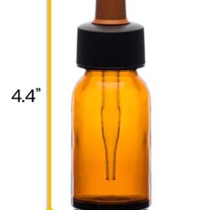 EISCO Dropping Bottle, 30ml (1oz) - Amber Soda Glass - Screw Cap with Amber Glass Dropper & Rubber Bulb Labs