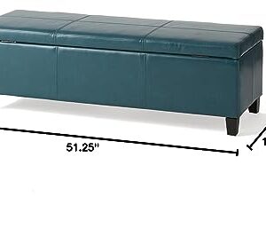 Christopher Knight Home Glouster PU Storage Ottoman, Teal 17. 50D x 51. 25W x 16. 25H