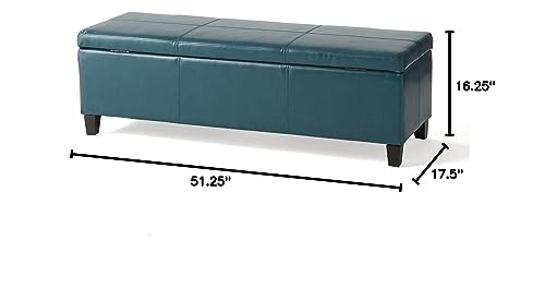 Christopher Knight Home Glouster PU Storage Ottoman, Teal 17. 50D x 51. 25W x 16. 25H