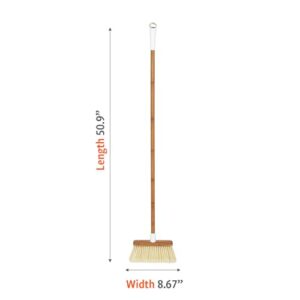 Full Circle Clean Sweep Bamboo Broom - Angled for Precision in Tight Spaces, with Recycled Stiff Bristles for Indoor & Outdoor Cleaning - Ideal for Pet Hair, Kitchen, Hardwood, and Garage