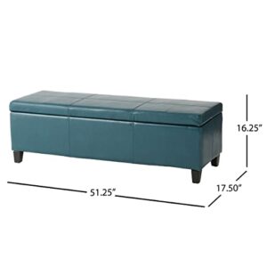 Christopher Knight Home Glouster PU Storage Ottoman, Teal 17. 50D x 51. 25W x 16. 25H