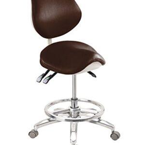 Deluxe Dental Mobile Chair Saddle Doctor's Stool PU Leather Chair with Circle