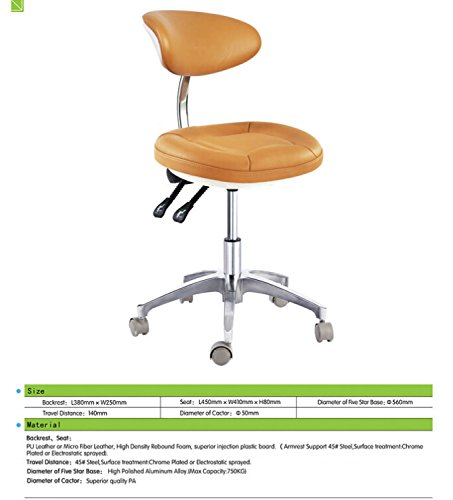 Deluxe Dental Mobile Chair Doctor's Stool with Backrest Micro Fiber Leather 6001