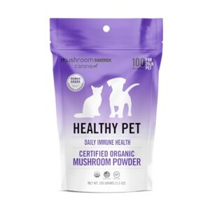 om mushroom matrix pet - canine | healthy pet | usa grown human-grade organic mushroom powder pet supplement | daily functional immune support for dogs & cats | 100 grams, 3.5 oz