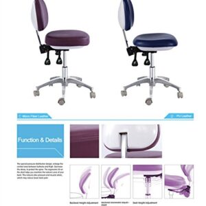 APHRODITE Dental Deluxe Mobile Chair Doctor's Stool With Backrest Micro Fiber Leather from Purple-Violet