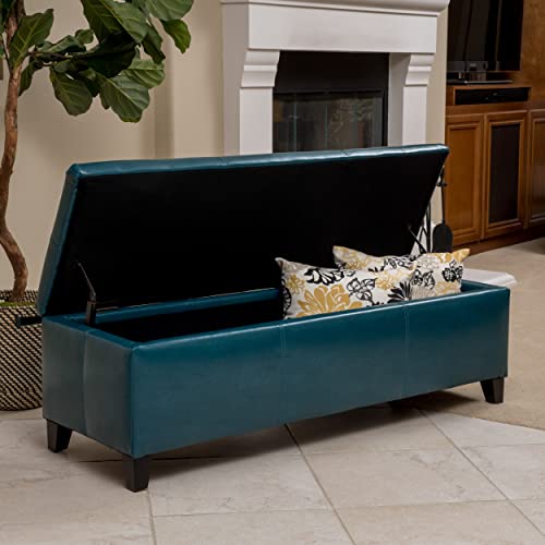 Christopher Knight Home Glouster PU Storage Ottoman, Teal 17. 50D x 51. 25W x 16. 25H