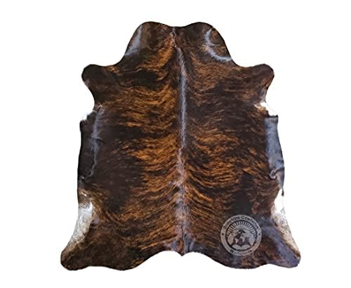 Sunshine Cowhides 100% Genuine Dark Brindle Cowhide Rug - Modern Style Animal Skin Rug & Floor Carpet for Living Room, Bedroom, Kitchen & More - Large (6x6-7ft)