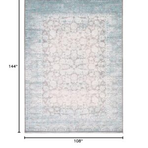 Unique Loom Traditional Classic Intricate Design with Distressed Vintage Detail, Area Rug (9' 0 x 12' 0 Rectangular, Blue/ Gray)