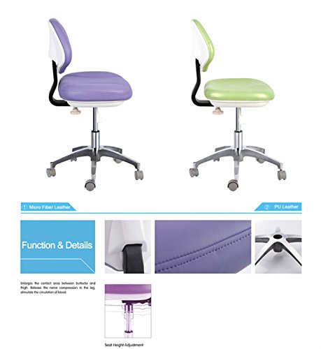 APHRODITE Portable PU Leather Seat Height Adjustment Dentist's Chair Doctor's Stool Mobile Chair from Purple-Violet