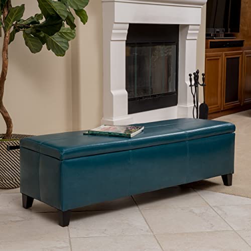 Christopher Knight Home Glouster PU Storage Ottoman, Teal 17. 50D x 51. 25W x 16. 25H