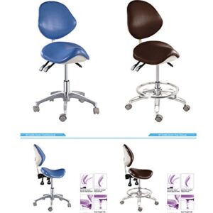 Deluxe Dental Mobile Chair Saddle Doctor's Stool PU Leather Chair with Circle