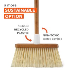 Full Circle Clean Sweep Bamboo Broom - Angled for Precision in Tight Spaces, with Recycled Stiff Bristles for Indoor & Outdoor Cleaning - Ideal for Pet Hair, Kitchen, Hardwood, and Garage