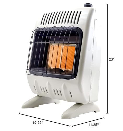 Mr. Heater MHVFRD10NG 10,000 BTU Vent-Free Radiant Natural Gas Heater For Office, Home, Garage, Patio, Sunroom & Cabin - White