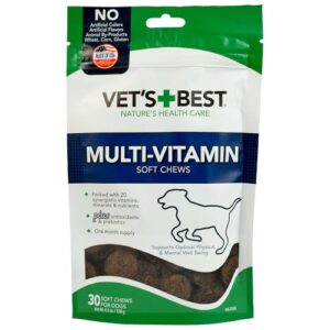 vet's best multi-vitamin soft chew dog supplements | vitamins for dogs | supports dogs physical and mental health | 30 day supply