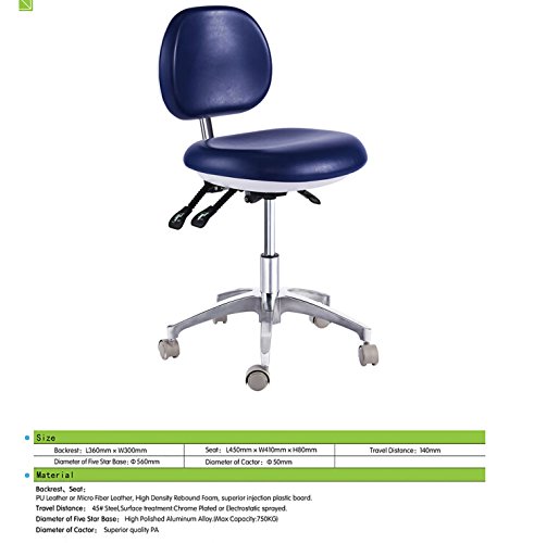 Deluex Dental Mobile Chair Surgical Doctors Nurse Stool with Backrest PU Leather from Purple-Violet