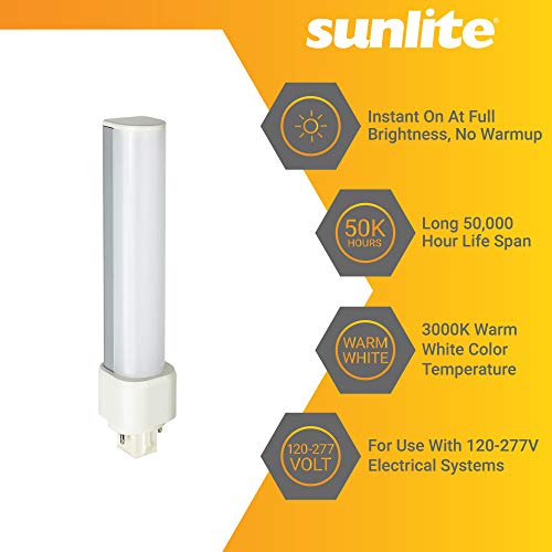 Sunlite 88292-SU LED PLD Horizontal Plug in Light Bulb 950 Lumens, 9 Watts (26W Equivalent), 2 Pin (G24D) Base, Ballast Bypass CFL Replacement, UL Listed, 1 Count (Pack of 1), 3000K-Warm White