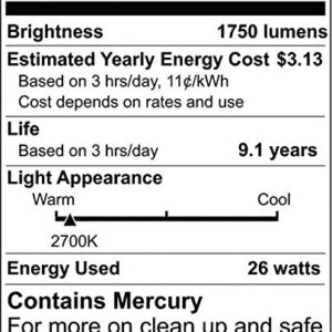 (6-Pack) Satco S8207 26-Watt 2700K GU24 Base Mini Spiral Compact Fluorescent Lamp, 120W Equal6