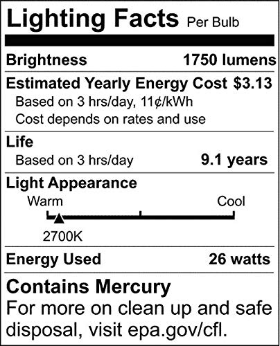 (6-Pack) Satco S8207 26-Watt 2700K GU24 Base Mini Spiral Compact Fluorescent Lamp, 120W Equal6