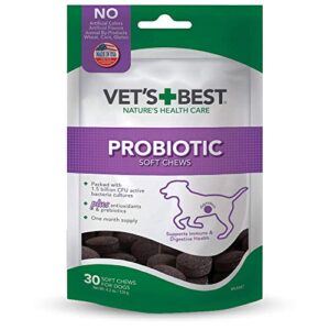 vet's best probiotic soft chews dog supplements, 30 day supply