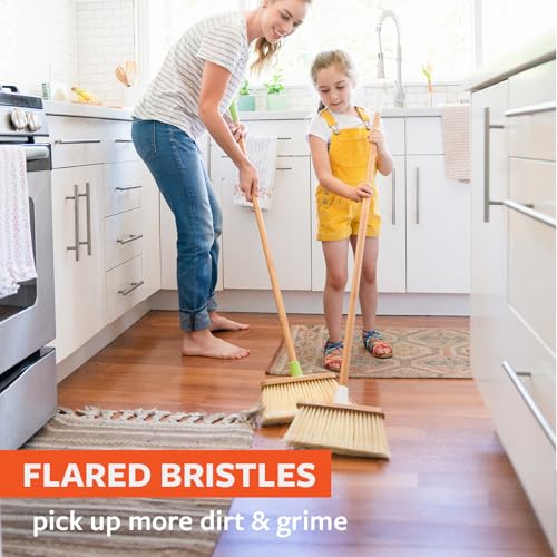 Full Circle Clean Sweep Bamboo Broom - Angled for Precision in Tight Spaces, with Recycled Stiff Bristles for Indoor & Outdoor Cleaning - Ideal for Pet Hair, Kitchen, Hardwood, and Garage