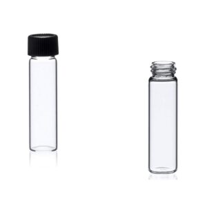 MagnaKoys® 2 Dram 1/4 oz Clear Glass Vials w/Black Caps for Essential Oils & Liquids (pack of 5)