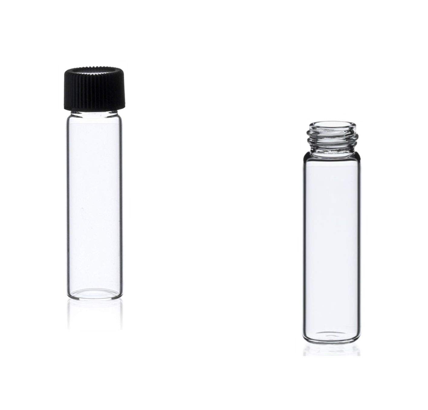 MagnaKoys® 2 Dram 1/4 oz Clear Glass Vials w/Black Caps for Essential Oils & Liquids (pack of 5)