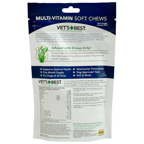 Vet's Best Multi-Vitamin Soft Chew Dog Supplements | Vitamins for Dogs | Supports Dogs Physical and Mental Health | 30 Day Supply