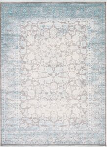 unique loom traditional classic intricate design with distressed vintage detail, area rug (9' 0 x 12' 0 rectangular, blue/ gray)