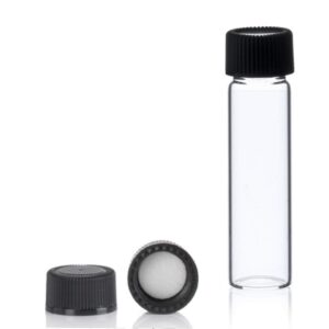 MagnaKoys® 2 Dram 1/4 oz Clear Glass Vials w/Black Caps for Essential Oils & Liquids (pack of 5)